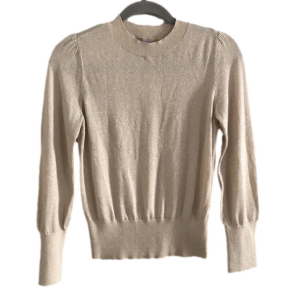 H&M 1950s Vintage Gold Metallic Sparkly  Crew Neck Pullover Size S - Picture 1 of 5